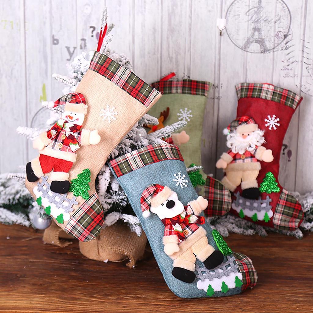 Christmas With Plush Cuff Stocking Decor Gift Bag