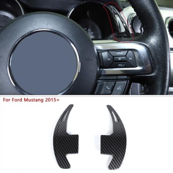 Carbon Fiber Steering Wheel Shift Paddle Trim For Ford Mustang 2015+ Accessories
