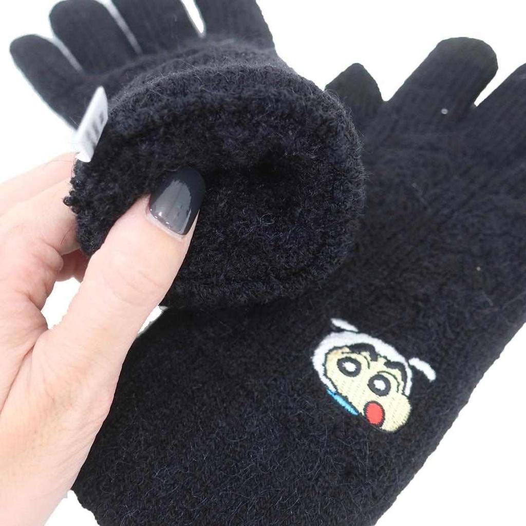 Small Planet Crayon Smartphone Compatible Cable Face Black Shin-chan Gloves/White