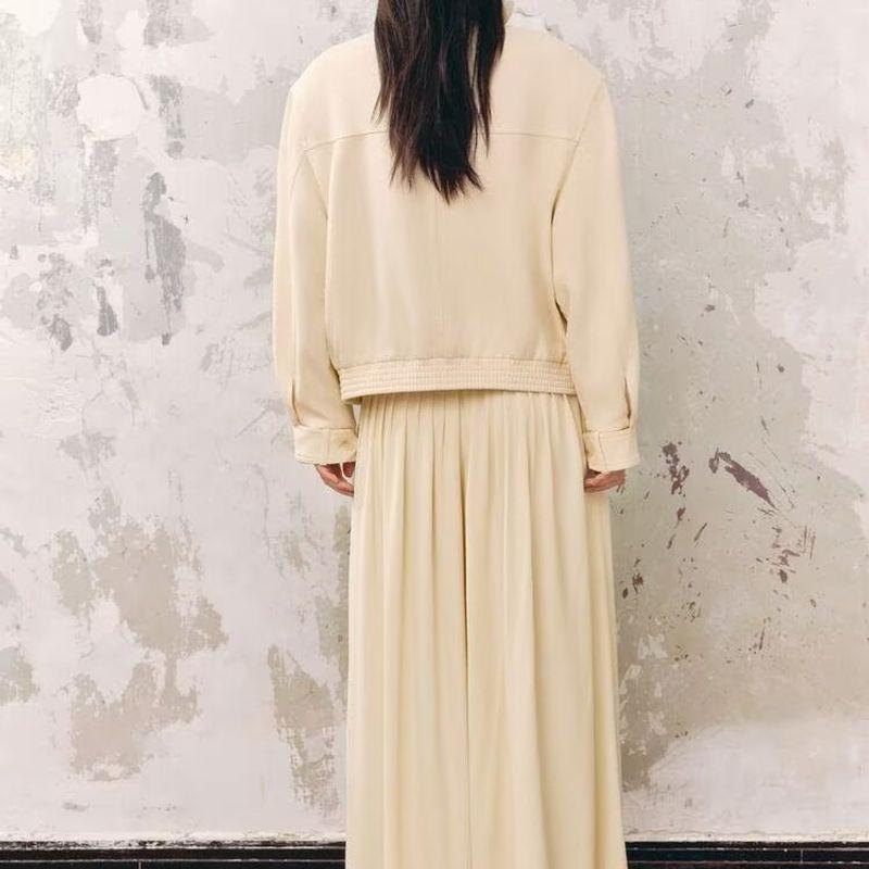 Zbzr New Fall Women's Clothing Button Coat Jacket Tops Pleated Loose Pants 8114823 7977823