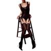Women Sexy Full Body Shapewear With Garter Oil Shiny Glossy Stockings Open Crotch Silky Slippery Jumpsuit Ultra-Thin Bodysuit