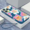 Oil Painting Flowers Fruits Lanyard Case For iPhone 17 Pro Max Case iPhone 17E 16 15 14 13 Pro Max Soft TPU Silicone Phone Cover