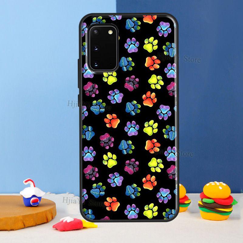 Dog Foot Print Paw Colorful Pattern For Samsung Galaxy S21 S22 Ultra S20 FE Note 20 Ultra S8 S9 S10 Note 10 Plus Phone Case