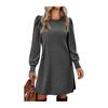 Women's Fall Crew Neck Sweater Dress Long Lantern Sleeve Short Dress Casual Knit Pullover