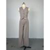 Women's V-Neck Sleeveless Vest Vest Draped Wide Leg Western Pants Casual Suit