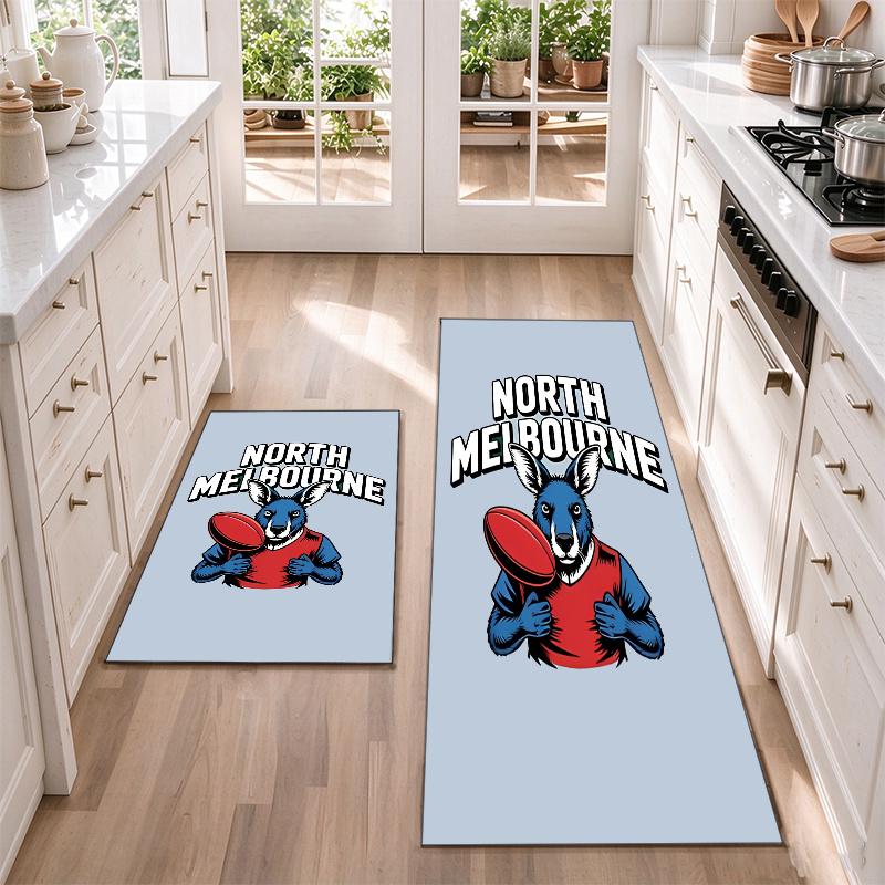North Melbourne Kangaroos Flannel Kitchen Floor Mat – Non-Slip, Absorbent and Easy to Clean Suitable for Kitchens, Entryways Bedroomsand Bathrooms