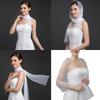 Seethrough Sheer Bridal Veils with Rhinestones Decors for Outdoor and Indoor Event Bride Shawl Wrap for Wedding Dresses