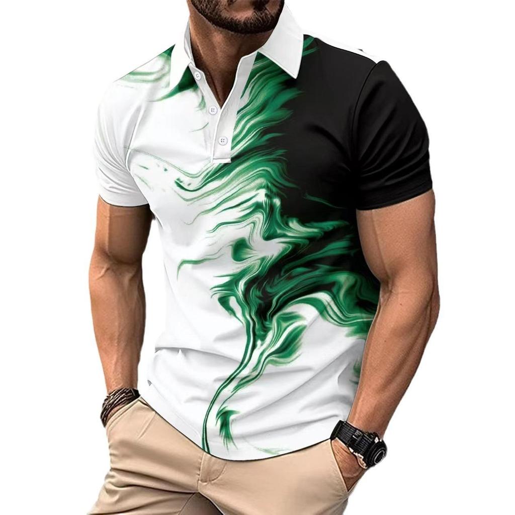 Neues Sommer Herren Freizeit Revers Kurzarm Poloshirt 3D Digitaldruck Mode Locker T-Shirt Tops
