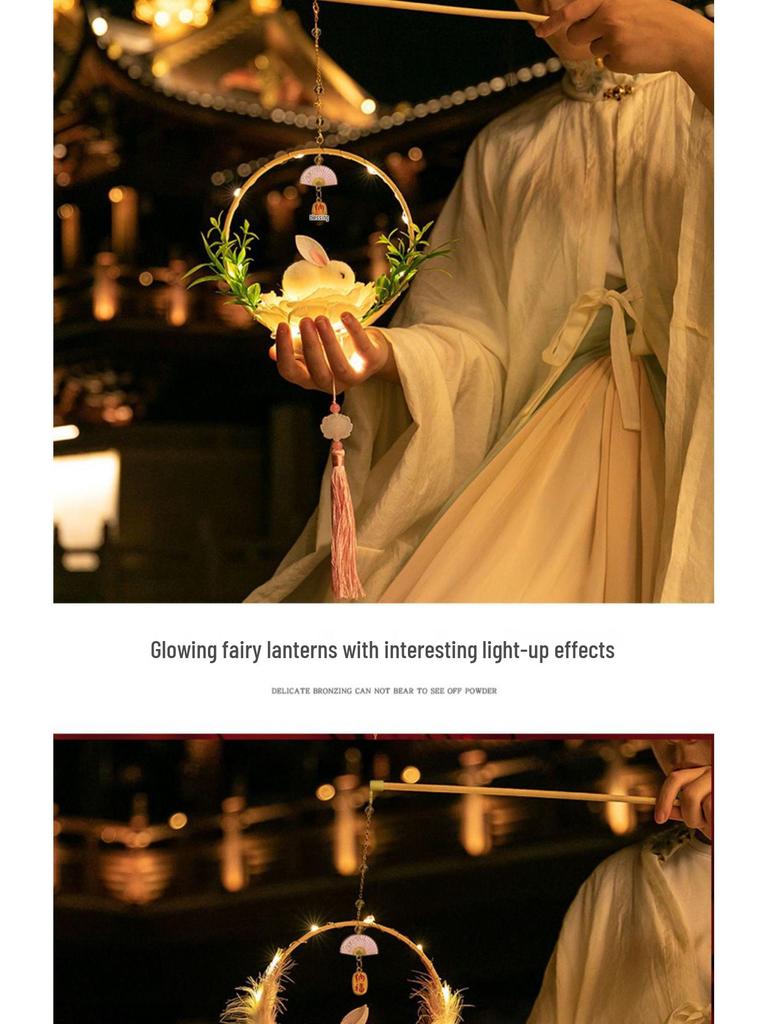 2022 DIY Jadehase Blumenlaternen-Set: Mondfest Handliche kleine Palastlaterne im alten Stil für Kinder