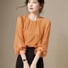 Early Autumn French High-End Super Nice Loose Chiffon Pullover Long Sleeve Shirt Women's Top Blouse