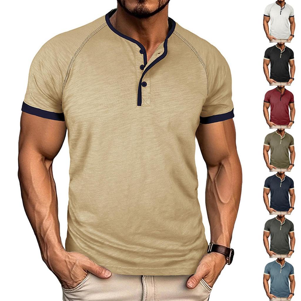 Men’s Slim Fit Lightweight Breathable Raglan Sleeve Henley Neck Short Sleeve Athletic Casual Shirt Top