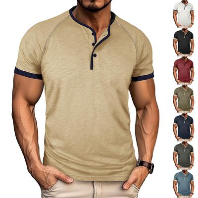 Men’s Slim Fit Lightweight Breathable Raglan Sleeve Henley Neck Short Sleeve Athletic Casual Shirt Top