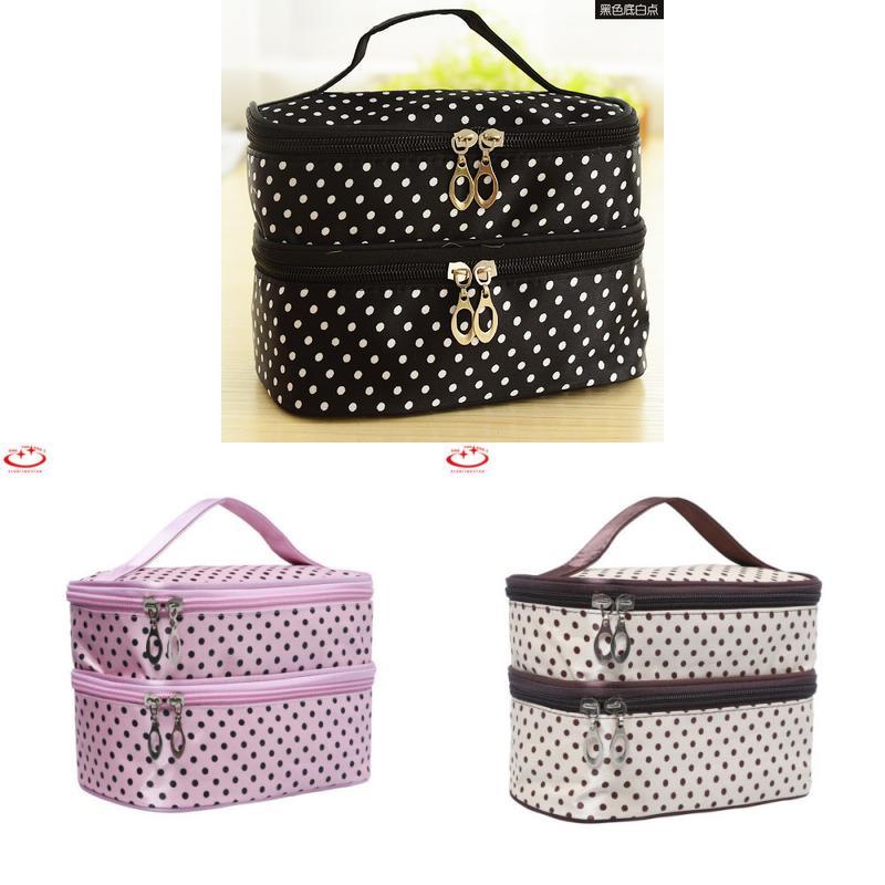 Makeup Bag Portable Travel Organizer With Double Zipper For Women Daily Use