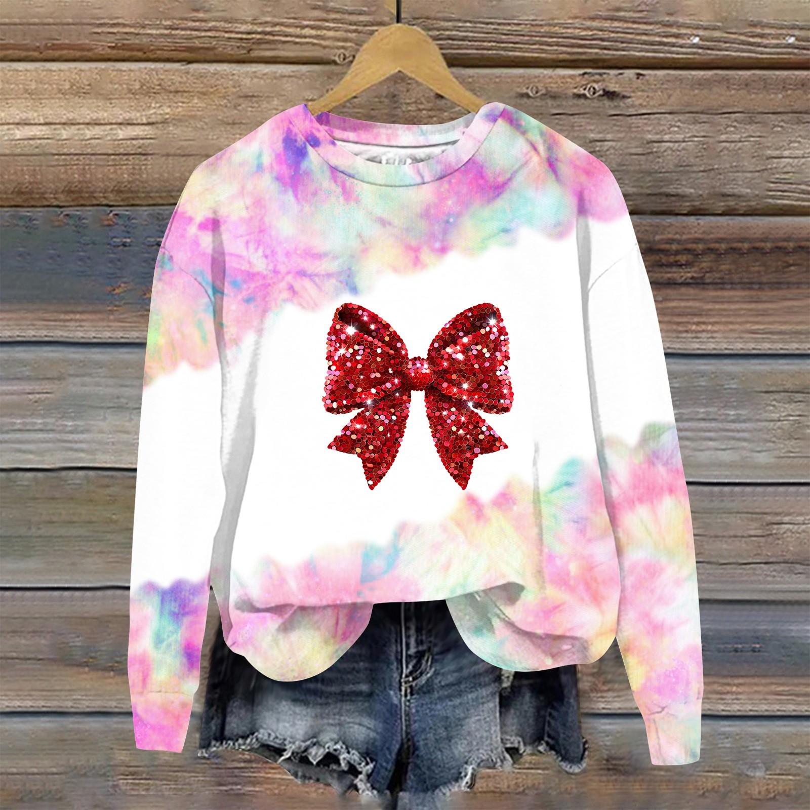 

Женская мода Bufferfly Printed Long Sleeve Loose Round Neck Sweatshirt Top Fall M
