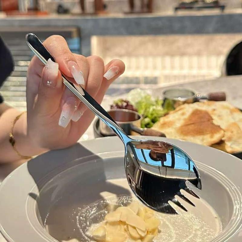 Stainless Steel Salad Spoon Creative Shovel Spoon Fork Pasta Coffee Fork Dessert Cake Fork Watermelon Fruit Spoon