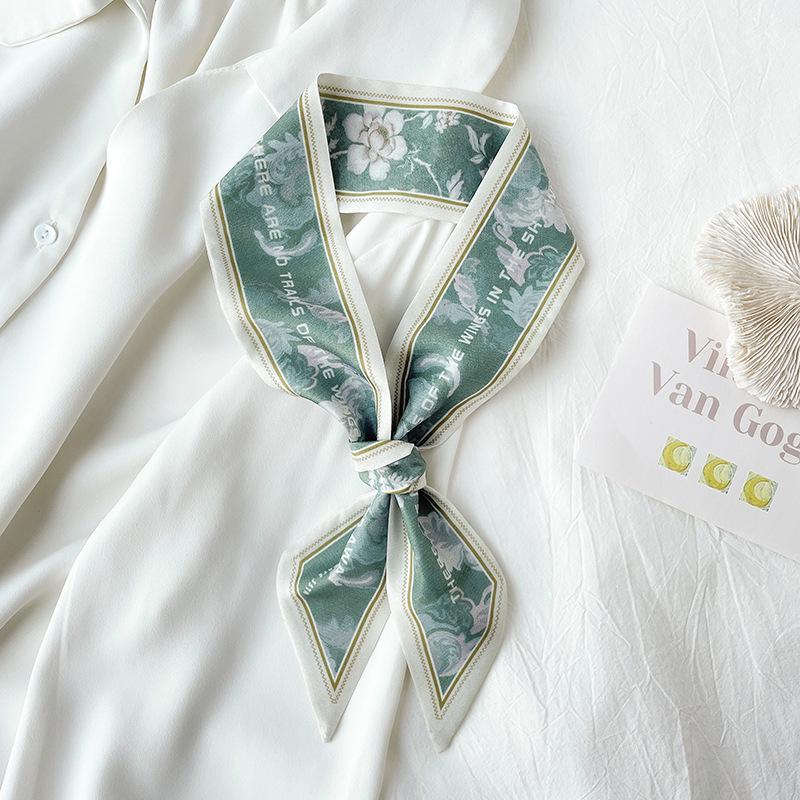 Retro Florales Schleifen-Haargummi & Seidenschal-Accessoire