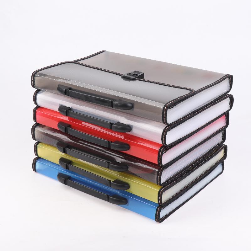 Large Capacity Waterproof File Transparent Folder Press Button Plastic Data Document Bag Pocket Storage Office Supplies