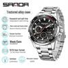 Sanda Men's Waterproof Dual Display Multi-Function Watch with Timer, Snooze, and Night Light.