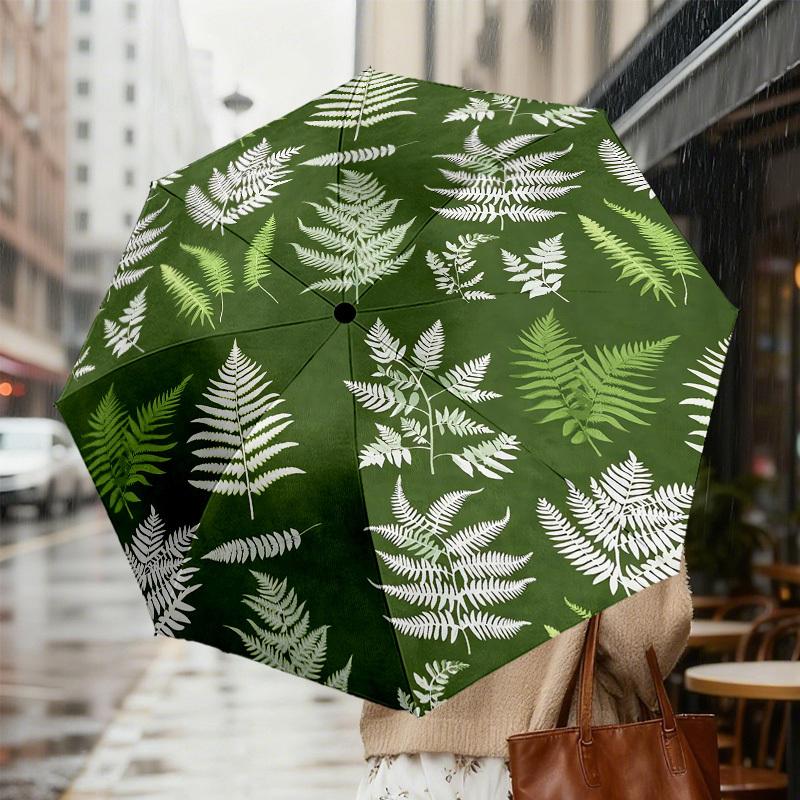 1pc Fern Leaves Pattern Pattern Umbrella Design Automatic Opening and Closing Umbrella, High-quality Travel Umbrella,  C1128060
