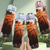 1 Stück Dunkler Spritzer Basketball Sportdruck 750 ml Farbe Kunststoff Sportwasserflasche Auslaufsicher Klappdeckel mit Strohhalm Geeignet für Sport Büro Zuhause