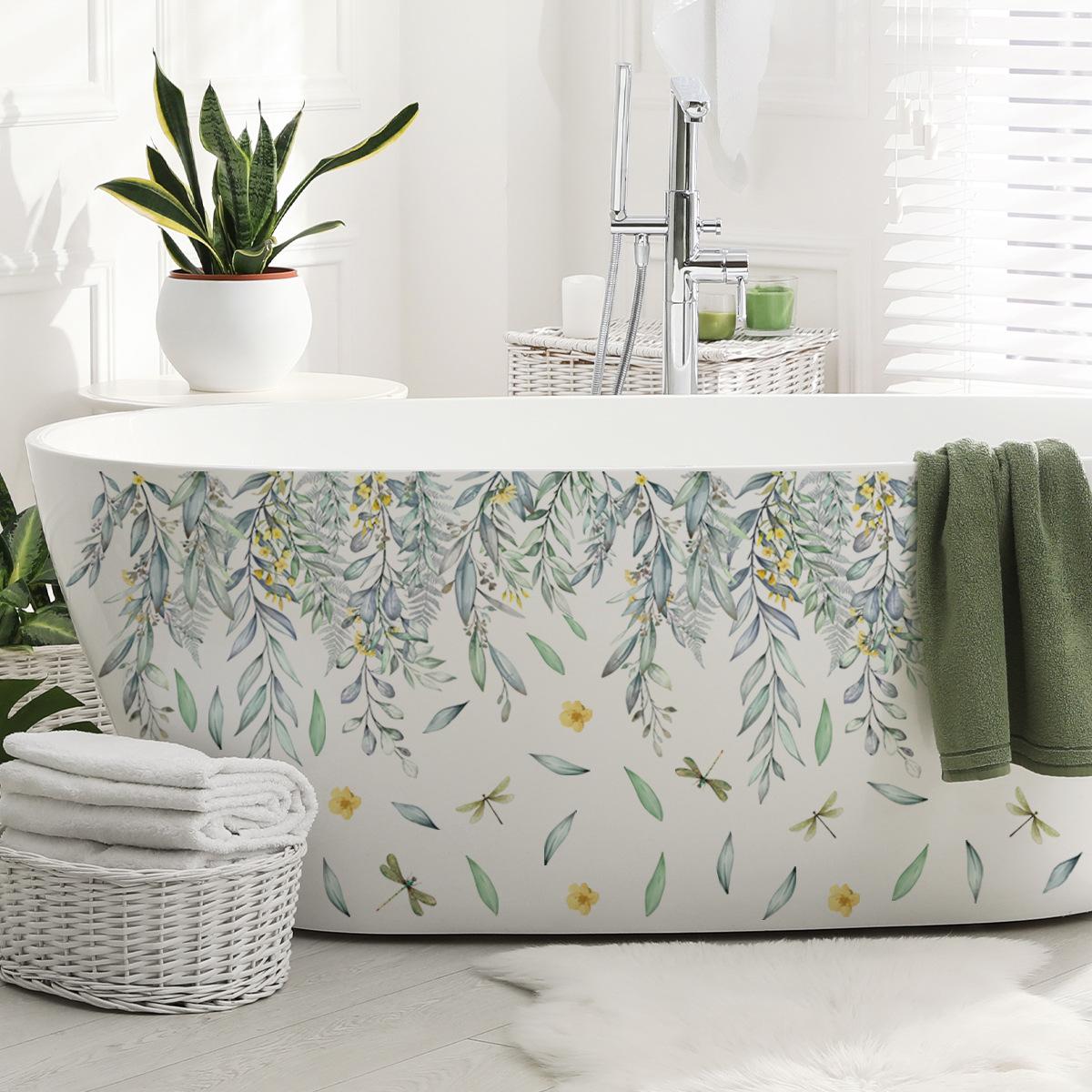 

Fresh Plants, Flowers, Leaves, Wall Sticker, Toilet Stickers, Bathroom Decoration Wall Stickers 30x90cm