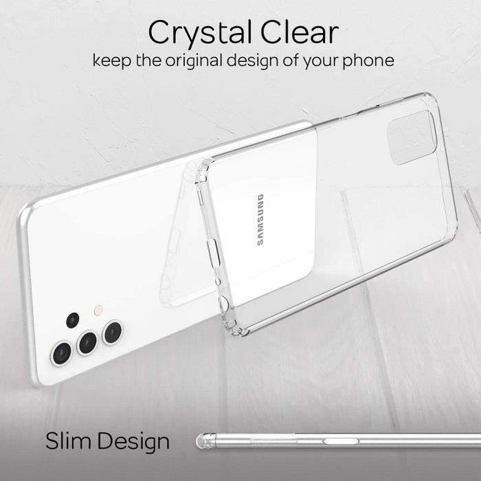 Coque Transparente pour Samsung A32 5G - PROSHOP - Gel Souple - Transparent - 6,5 pouce - 2 Verres Trempés