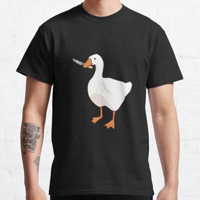 Mischievous Goose with Knife Funny Gift Idea Classic T-Shirt S-3XL