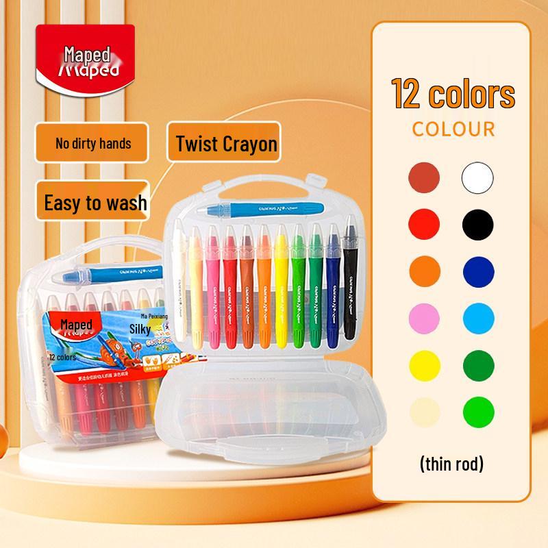 Maped Twistable Crayons & Washable Oil Pastels - 36 Colors, 24 Set for Kids