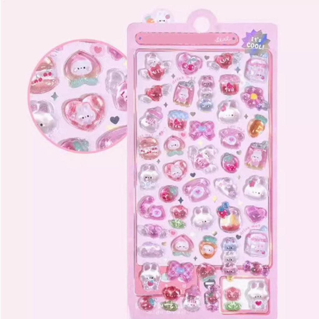 6pcs DIY Fun Animal Embossed Crystal Stickers 3D Raised Texture For Kids Classroom Reward Journal School Planner Scrapbook Diary