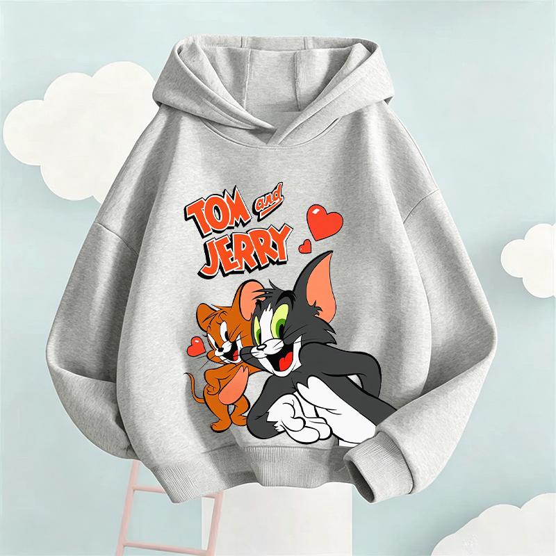 2026 New Autumn Boys Girls Hoodies Cartoon Print Children's Tom Jerry  Autumn Winter Long Sleeve Sweatshirt Cute Girls Hoodies