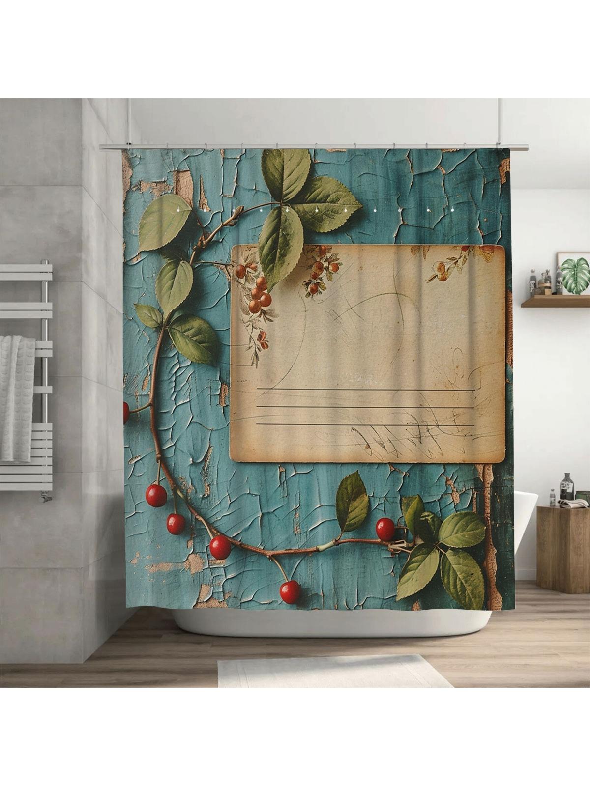 

Rustic Berries Shower Curtain | Vintage Style Bathroom Decor W60H190(CM)-1 Pcs