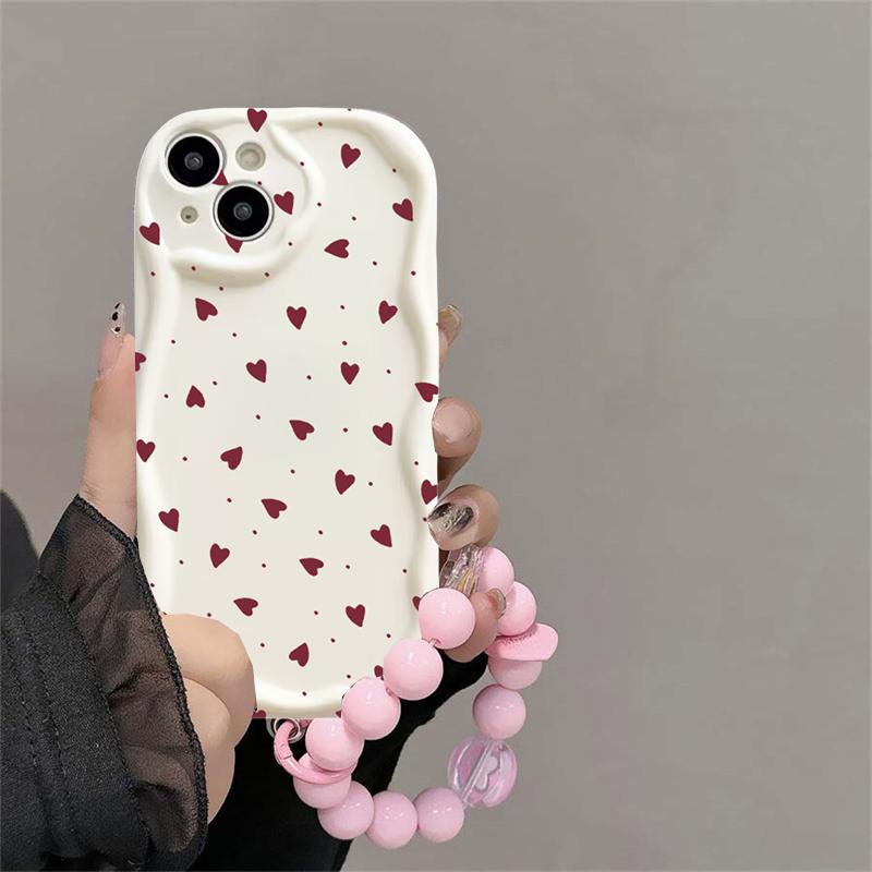 Case For RENO 15F 14 15 PRO 14F 13F 12F 11F 11 12 Pro OPPO A6 A5 PRO A6X Soft Love Heart Bracelet Chain Wave Side Silicone Cover
