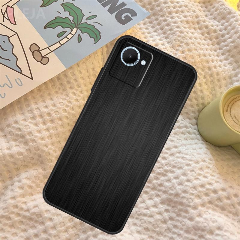 Brushed Metal Texture Steel Print Case For Realme C67 C63 C55 C51 C75 C61 C53 C35 C65 C71 11 12 13 14 15 Pro Plus GT6 GT7 Pro
