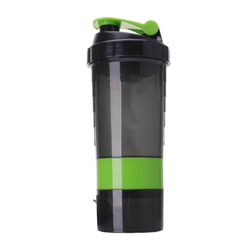 500ML 3 Schicht Protein Shake Flasche Große Kapazität Wasserflasche Plastik Mischbecher Fitness Sport Wasserbecher Langlebig