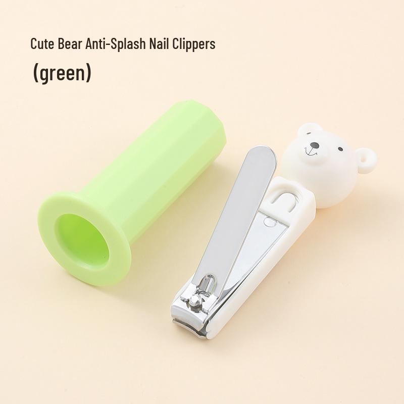 

Cute Bear Anti-Splatter Baby Nail Clippers with Safe Stainless Steel Blades and Built-in Storage Nail File 3.4 x 8.7 cm зелёный