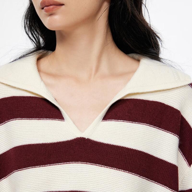 Only Women's V-Neck Striped Drop Shoulder Knit Sweater