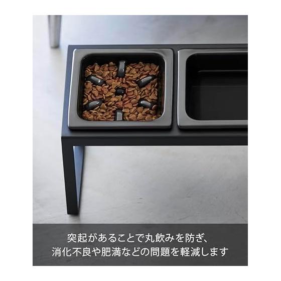 Yamazaki Jitsugyo 10242 Prevents Early Eating Pet Food Bowl Stand Set Diagonal High Type Black Body: W29 x D15.5 x H17.6cm Tower Easy to Eat Pet Food