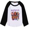 9197 Multi-color Kids Girls Katseye Print Raglan Long Sleeves T-Shirt