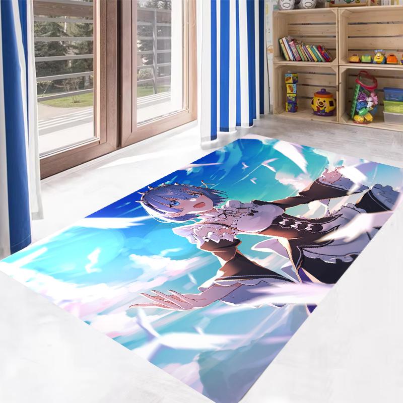 

Anime R-ReZero R-Rem Pattern Carpet for Bedroom Decor Non-slip Home Living Room Sofa Area Rug Hallway Bathroom Kitchen Floor Mat 40cmx60cm