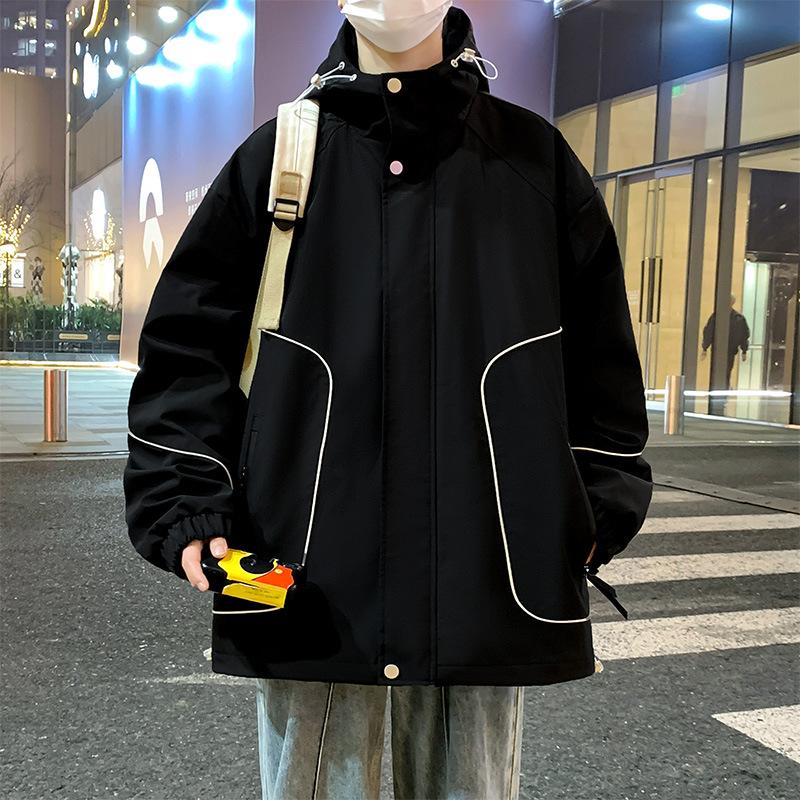 Men's Spring and Autumn New Loose Heavy Fatty Plus Fatty Plus Hooded Casual Jacket