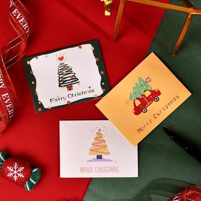 Cartoon Merry Christmas Greeting Cards Handwriting Thank You Invitation Blessing Folding Invitation for Guest Party Accessories
