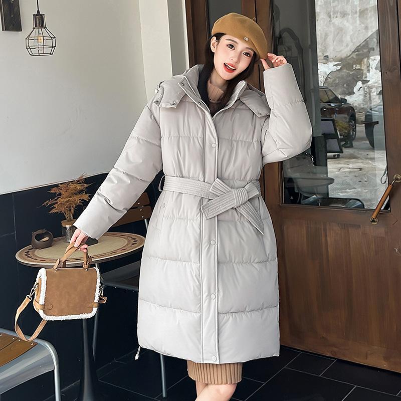 New winter clothing jacket long over the knee winter fashion medium and long slim hooded down cotton clothing women