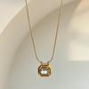 Women's Dainty Geometric AAA CZ Stone Necklaces, Bling Square Slide Pendant Necklace, Chic Minimalist Stackable Collar To Her