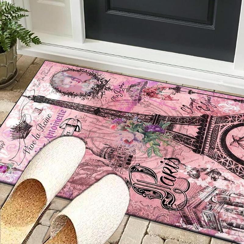 Parisian Eiffel Tower Romance Office Rug Chair Mat, Entryway Carpet, Suitable for Front Door, Bedroom, Living Room, Desk, Holiday Gift