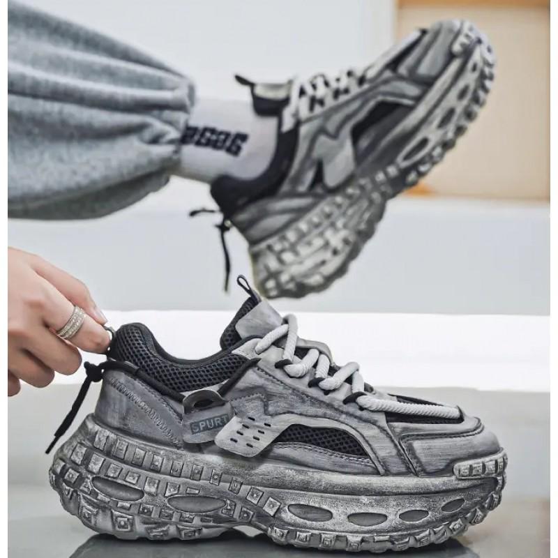 Internet Famous Popular Men's Shoes Trendy Brands Niche Retro Worn Out Sports Leisure Thick Soled Height Increasing Dad