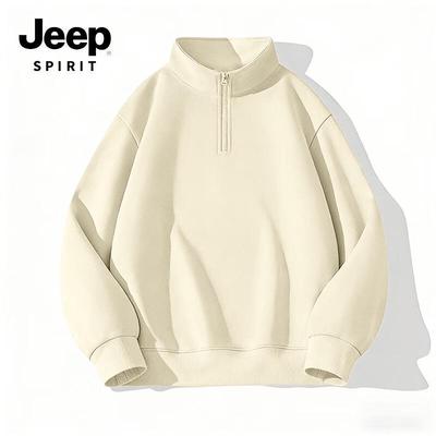 JEEP SPIRIT Men's Half-Zip Stand-Collar Sweatshirt