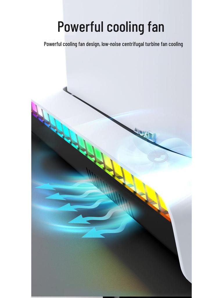 PS5 PRO/Slim RGB Cooling Station: Console Stand, Controller Charger, Disc Storage & Headset Rack