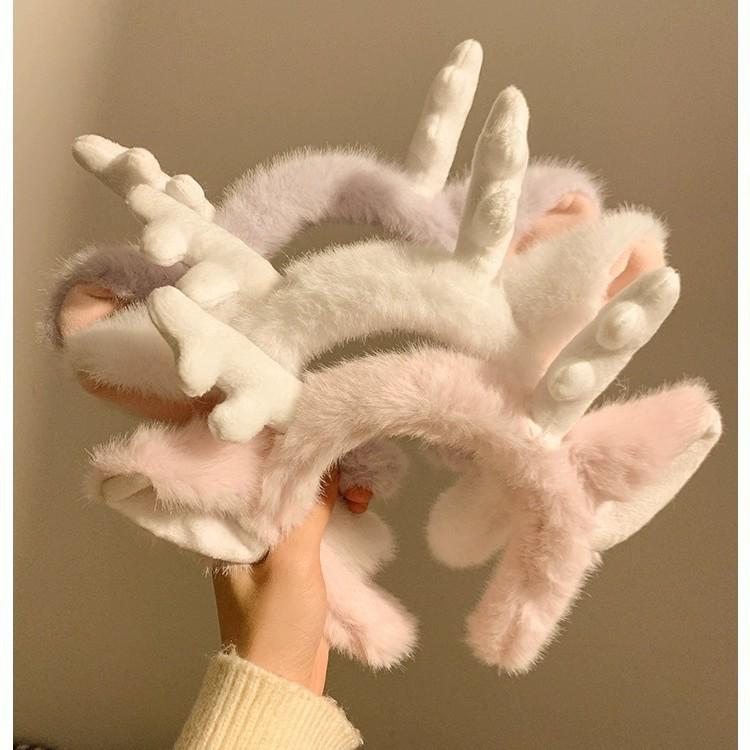 

Новое поступление: Милая плюшевая повязка на голову с рогами дракона - Красочные мультяшные рога для умывания