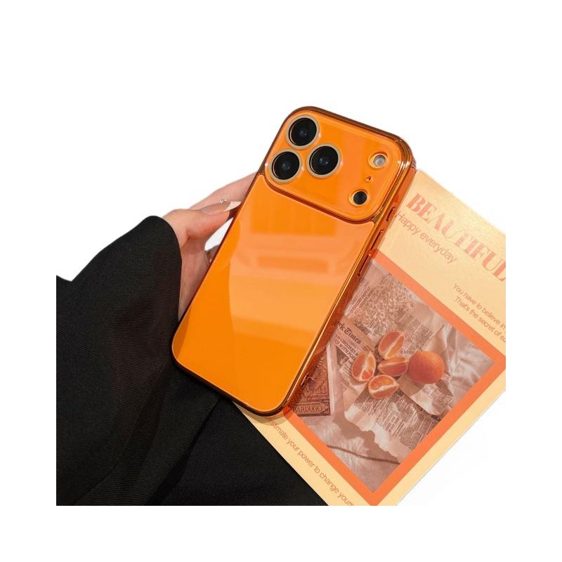 Premium inductor electroplated orange glass case for iPhone16Pro max iPhone 17 case 14/13 luxury