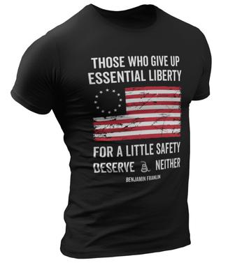 Benjamin Franklin Zitat T-Shirt Freiheit für Sicherheit Amerikanisches Patriotisches T-Shirt